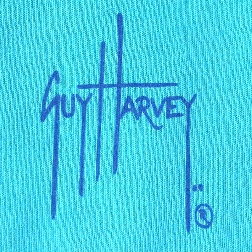 Guy Harvey Youth XL Turquoise Blue Marlin Fish Graphic Short Sleeve T-Shirt