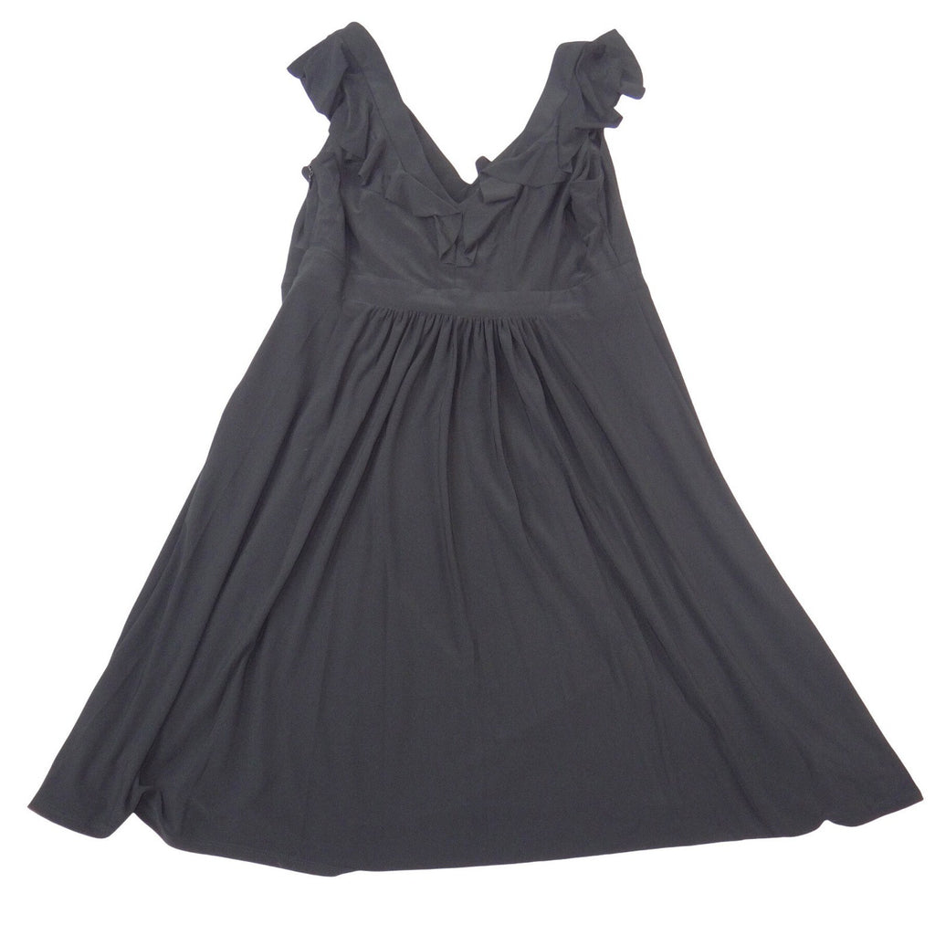 Evan-Picone Black Ruffle V-Neck Empire Waist Sleeveless Dress Petite 12P