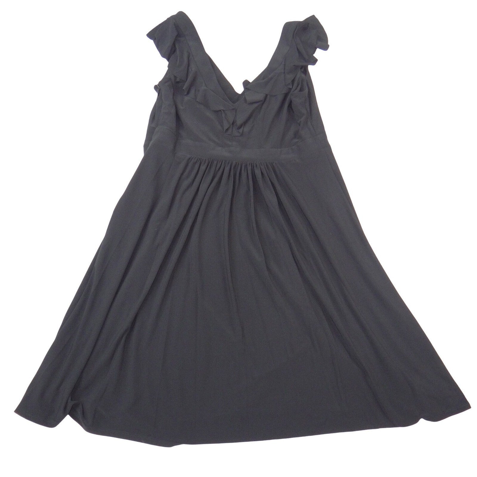 Evan-Picone Black Ruffle V-Neck Empire Waist Sleeveless Dress Petite 12P