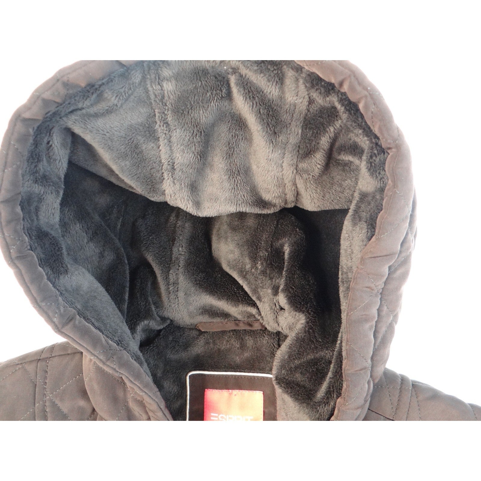 Esprit Quilted Hooded Toggle Jacket Brown Women's Size Medium Cozy Warm Winter