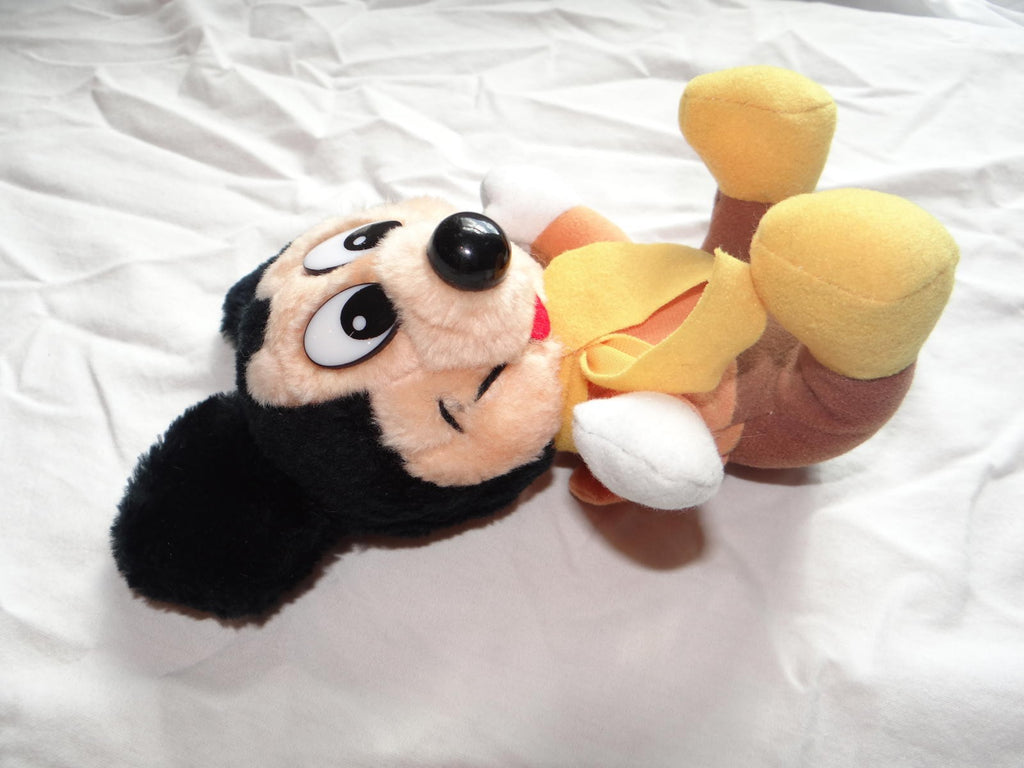 Vintage Disney Mickey Mouse A Christmas Carol Plush Toy with Yellow Scarf