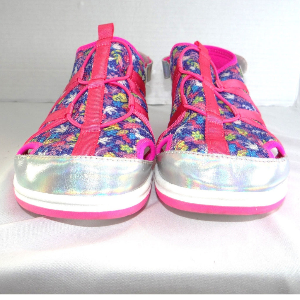 Lands End Youth 6M Girls Sport Sandals Pink Floral Holographic Water Shoes