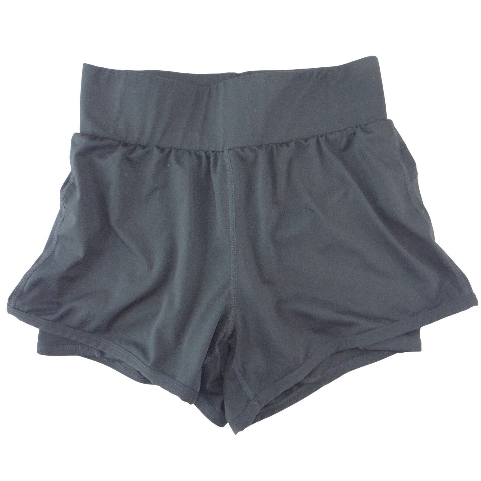 Fabletics Womens Black 2-in-1 High Waisted Running Shorts Built-in Liner