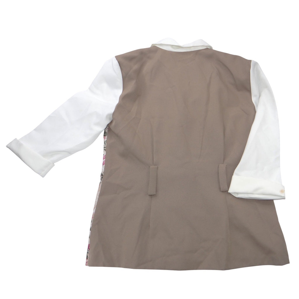 Classic Apparel Ltd Womens Floral Lace Print Blazer Jacket Tan White Pink USA