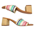 J.Crew Womens Multi Color Raffia Striped Fringed Block Heel Sandals 9