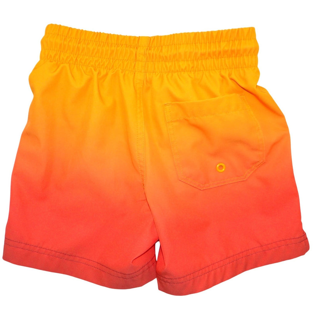Old Navy Boys XS 5 Orange Red Ombre Sunset Swim Trunks Mesh Lined Board Shorts