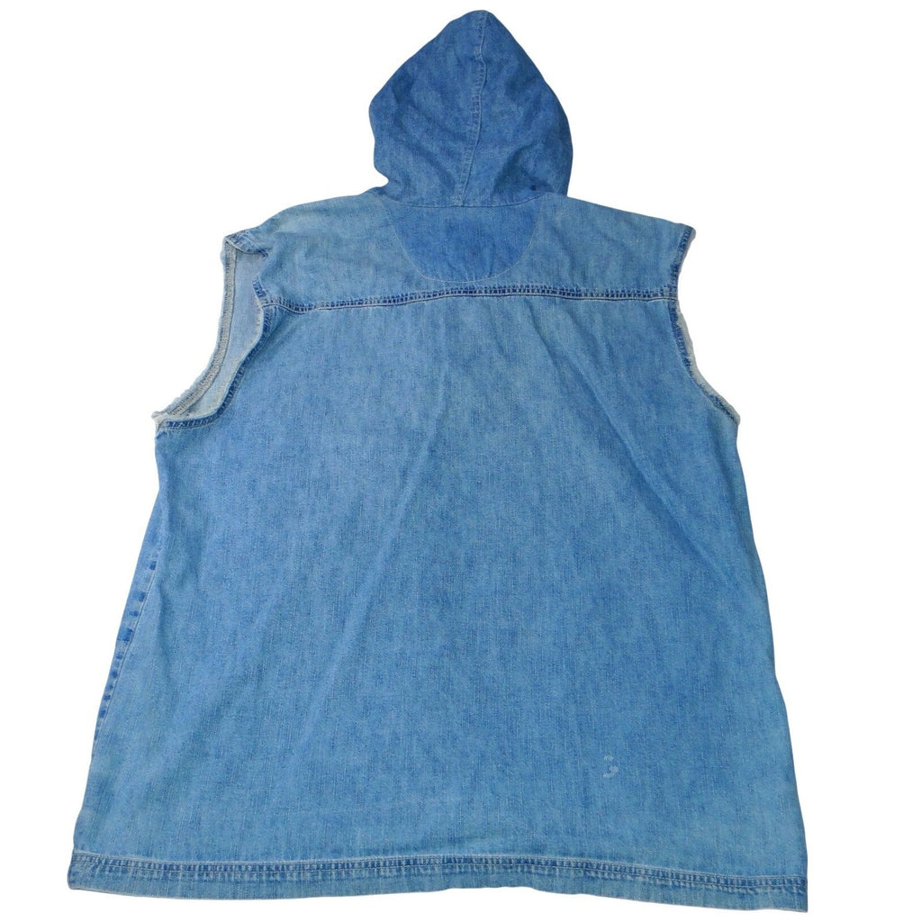 Vintage Bugle Boy Jean Company Womens Denim Hooded Vest Blue Size L
