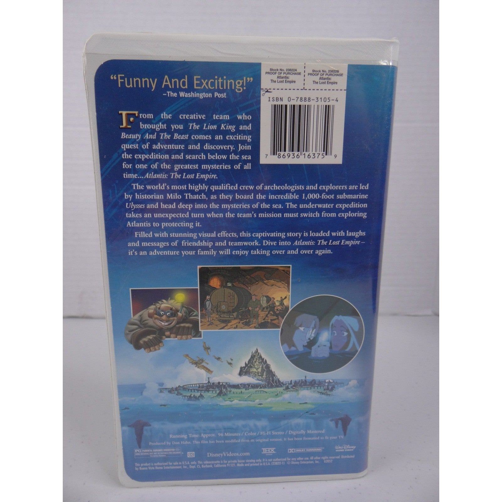 Disney Atlantis The Lost Empire VHS 2002 White Clamshell THX TESTED
