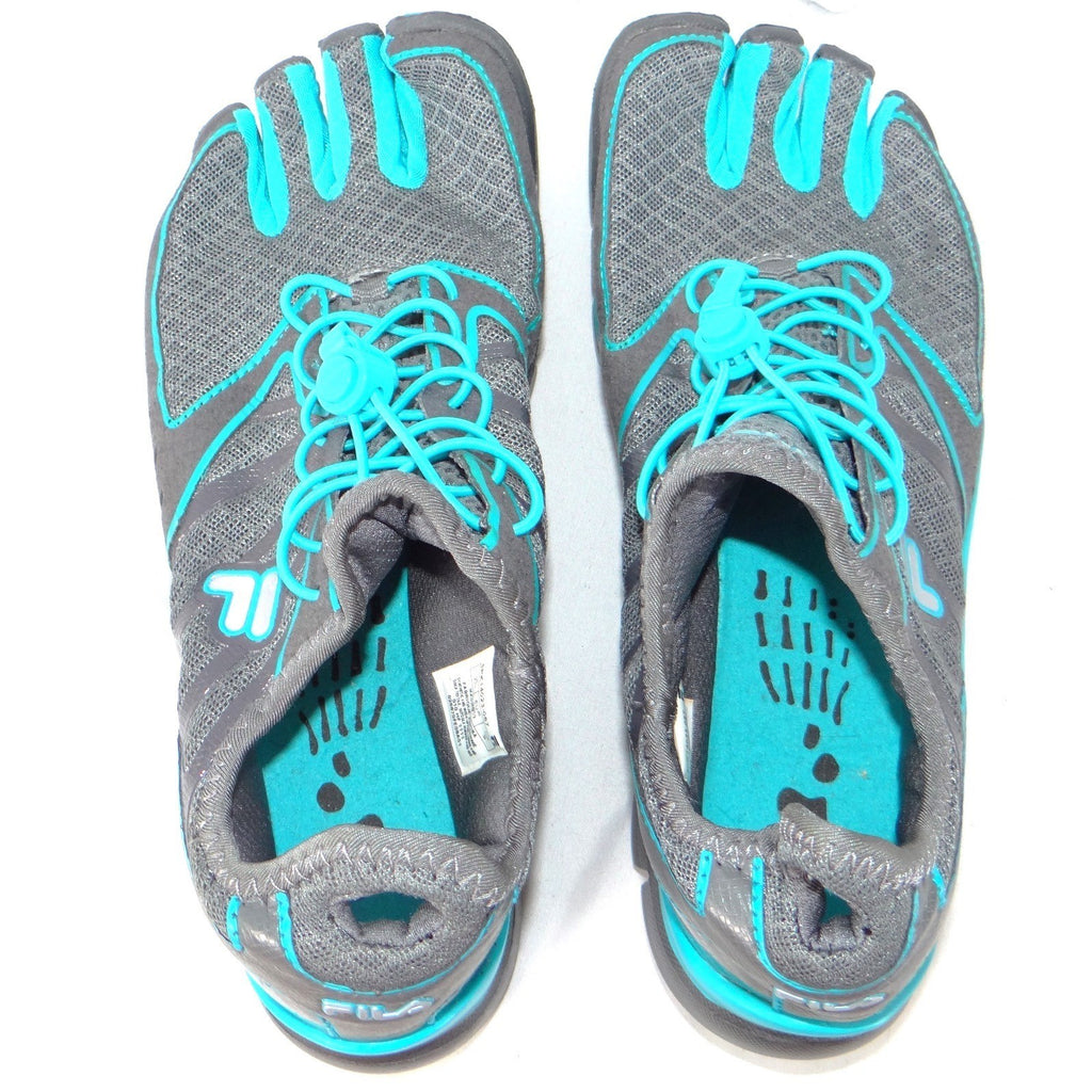Fila Skele-Toes EZ Slide Womens 7.5 Gray Teal Four Toe Barefoot Shoes