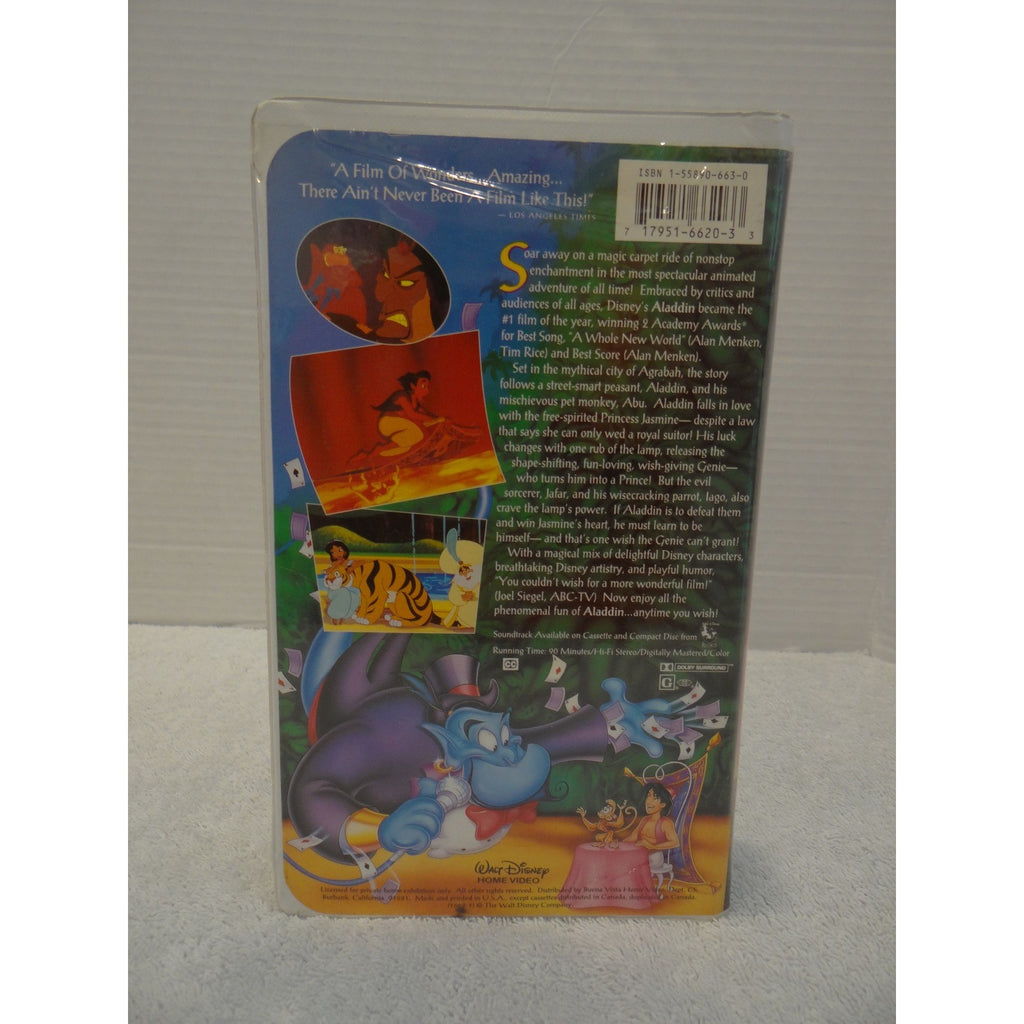 Walt Disney Aladdin VHS The Classics Black Diamond Original Animated Movie 1662