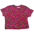 Sara Stephen Womens 2X Pink Floral Print Short Sleeve Button Back Blouse Top