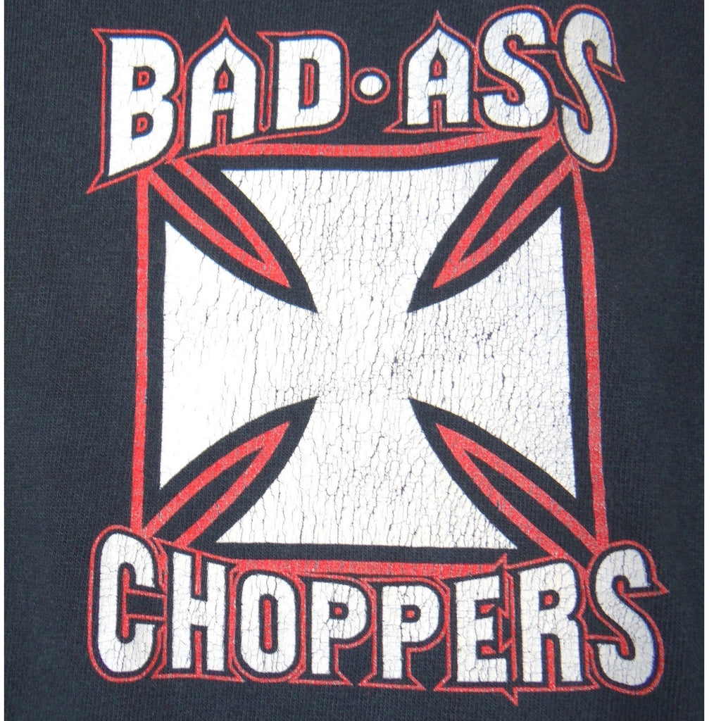 Vintage Bad Ass Choppers Long Sleeve Graphic T-Shirt Mens Black M Iron Cross