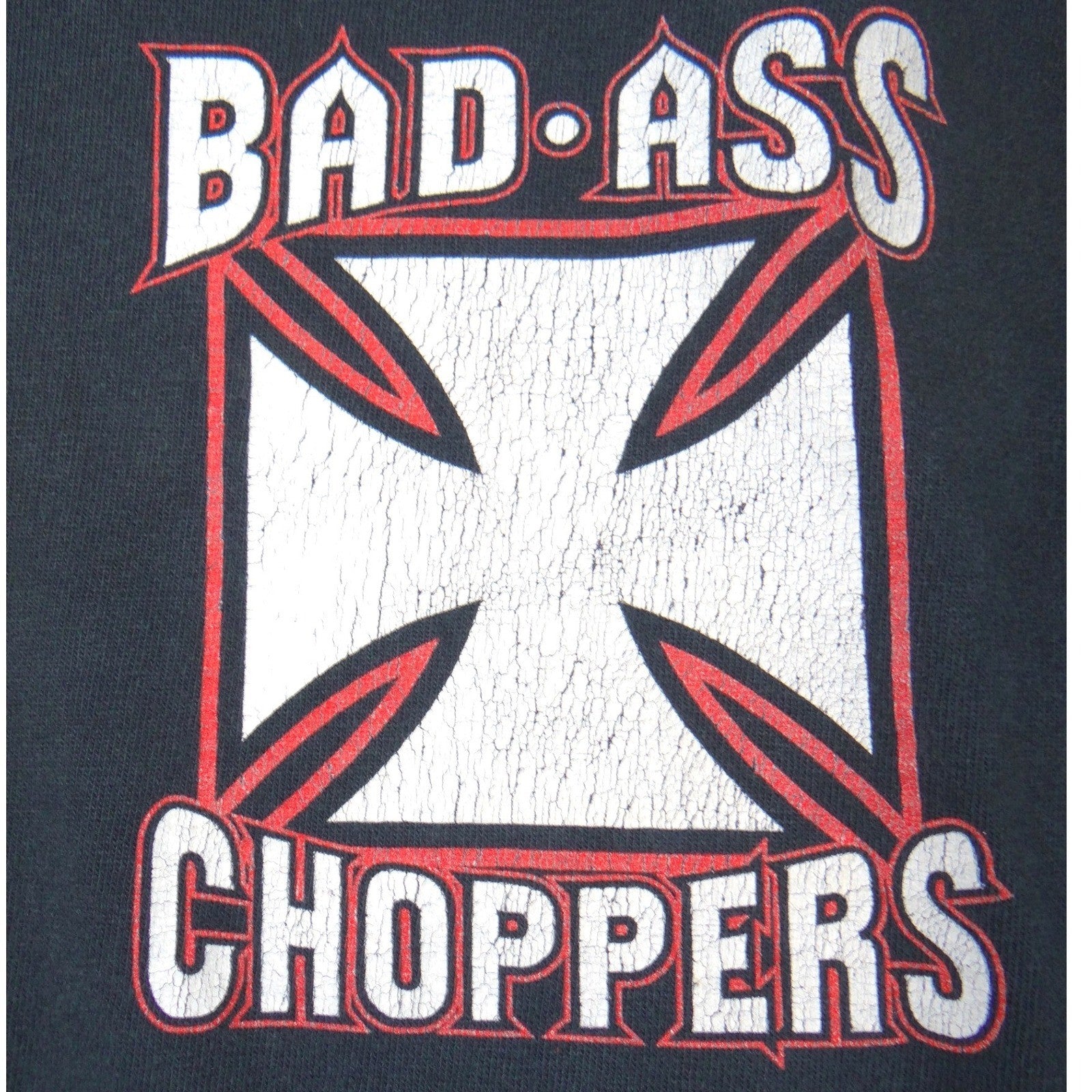 Vintage Bad Ass Choppers Long Sleeve Graphic T-Shirt Mens Black M Iron Cross