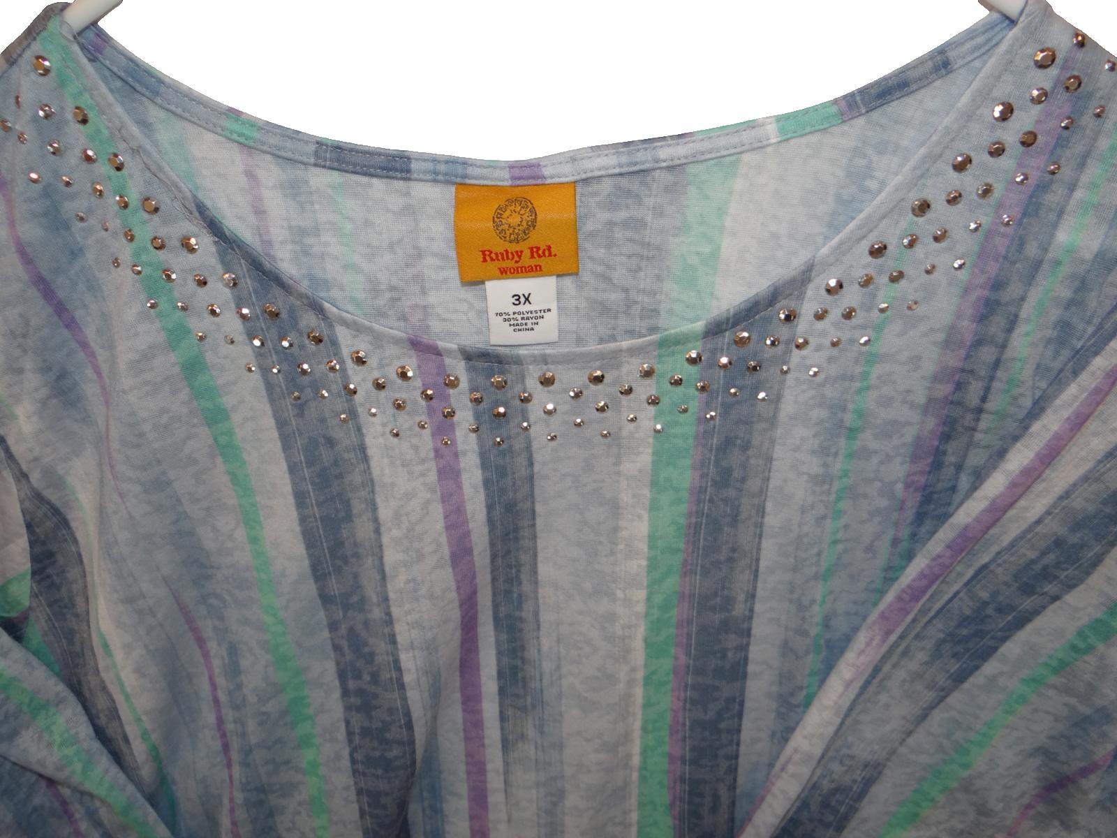 Ruby Rd. Women's 3X Striped Studded Top