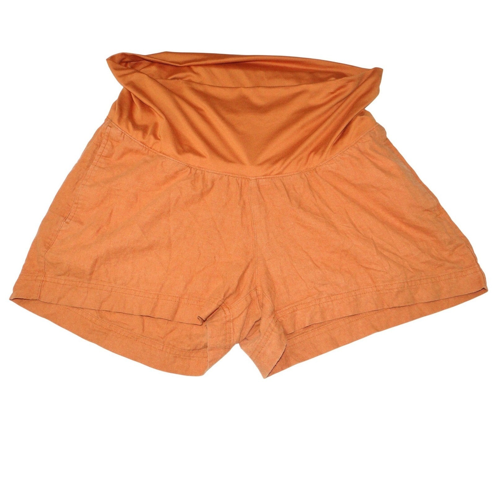 Old Navy Maternity Shorts Orange Cotton Blend Elastic Waist Size L