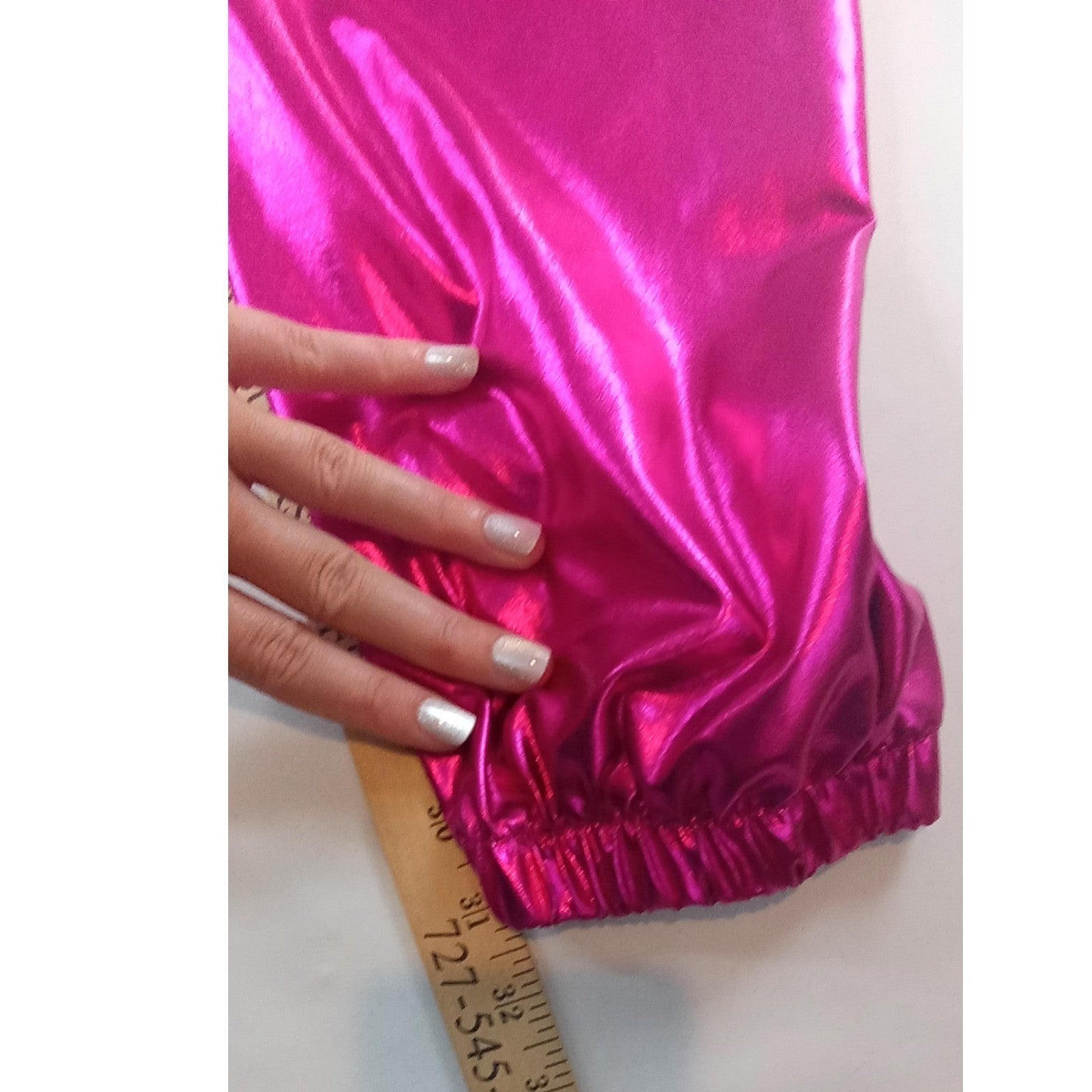 Womens Shiny Pink Cargo Joggers Metallic Shiny Pants Festival Rave