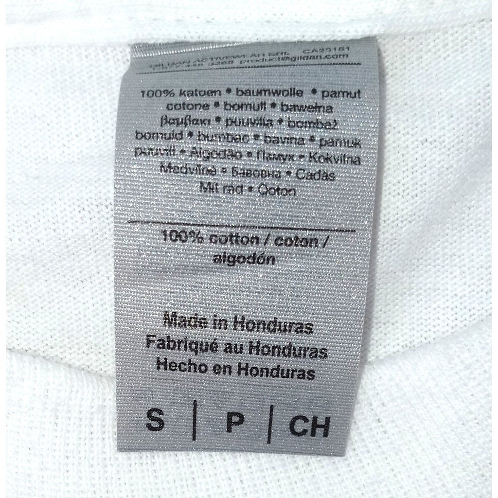 Gildan White Long Sleeve Graphic T Shirt Mens Size S "No Face Killah" Print