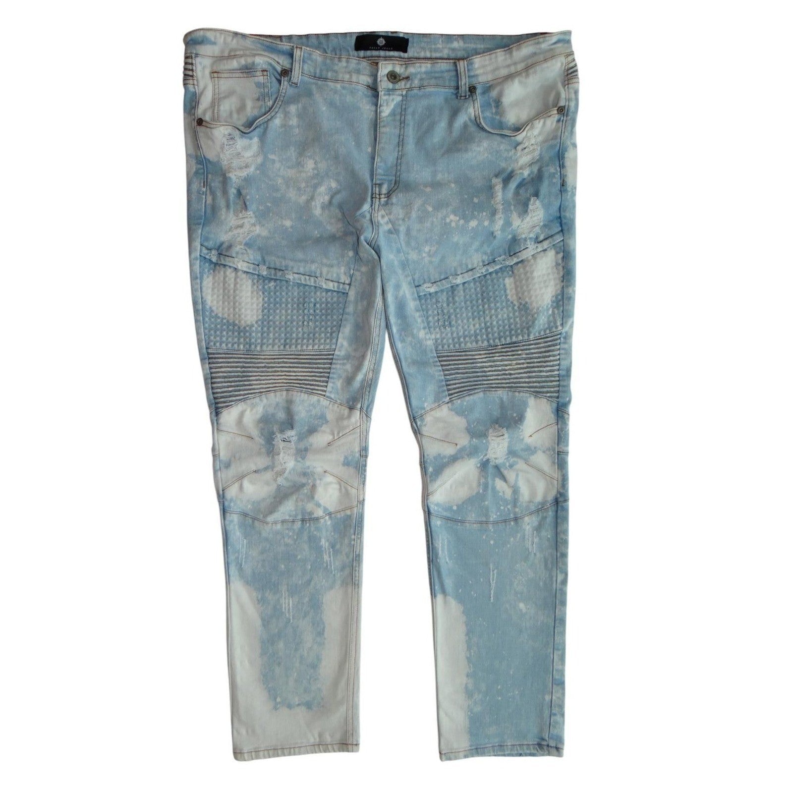 Mens Light Blue Acid Wash Skinny Jeans