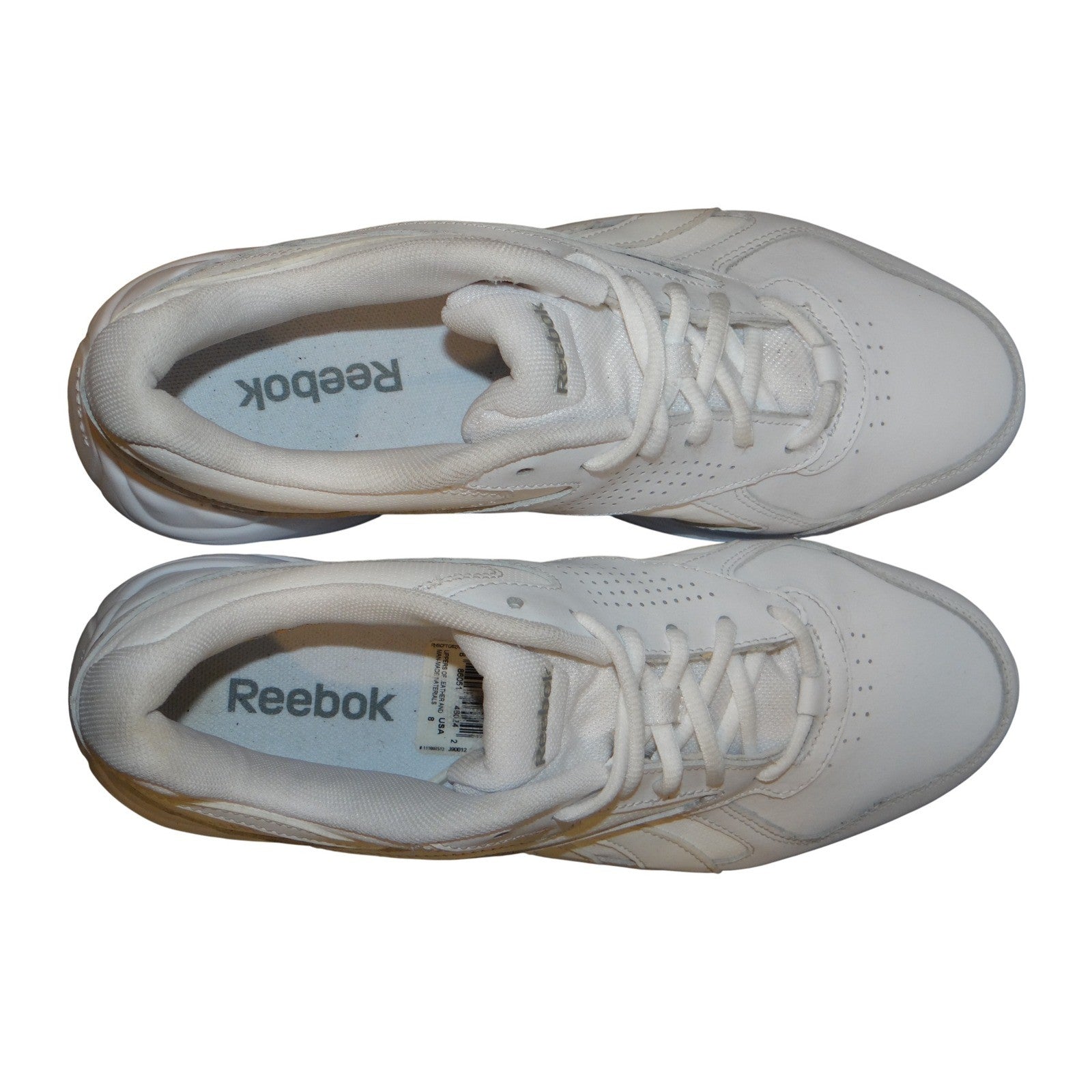 Reebok DMXMAX White Leather Wide 2E Walking Shoes Men's Size 8