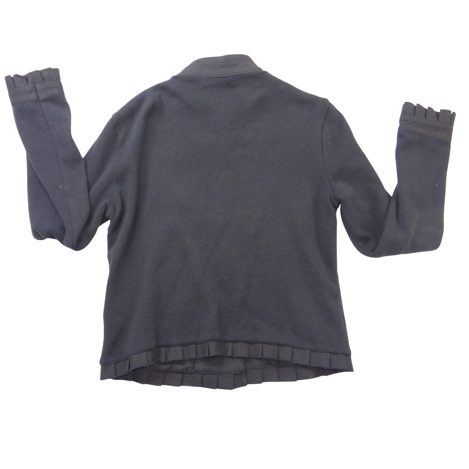 Vintage Iconic Michael Simon Women Black Ruffle Pleated Button Front Jacket Sz S