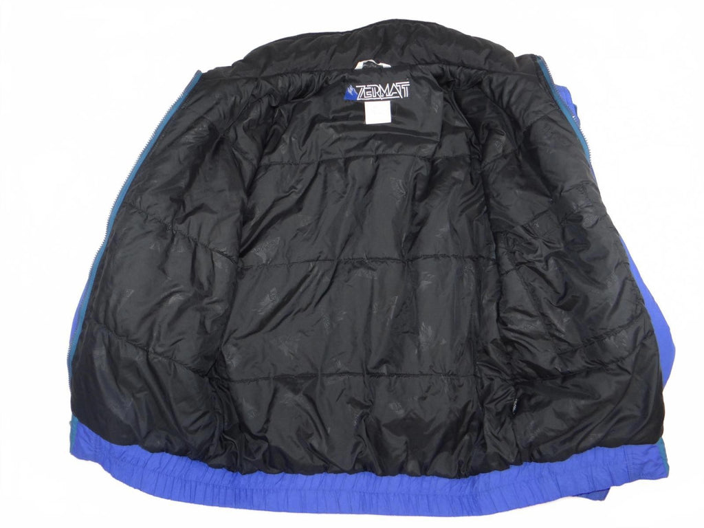 VTG Zermatt Men's Blue and Teal Nylon Winter Jacket - Med