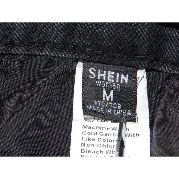 SHEIN Womens High Waisted Distressed Denim Shorts Washed Black Raw Hem Size M