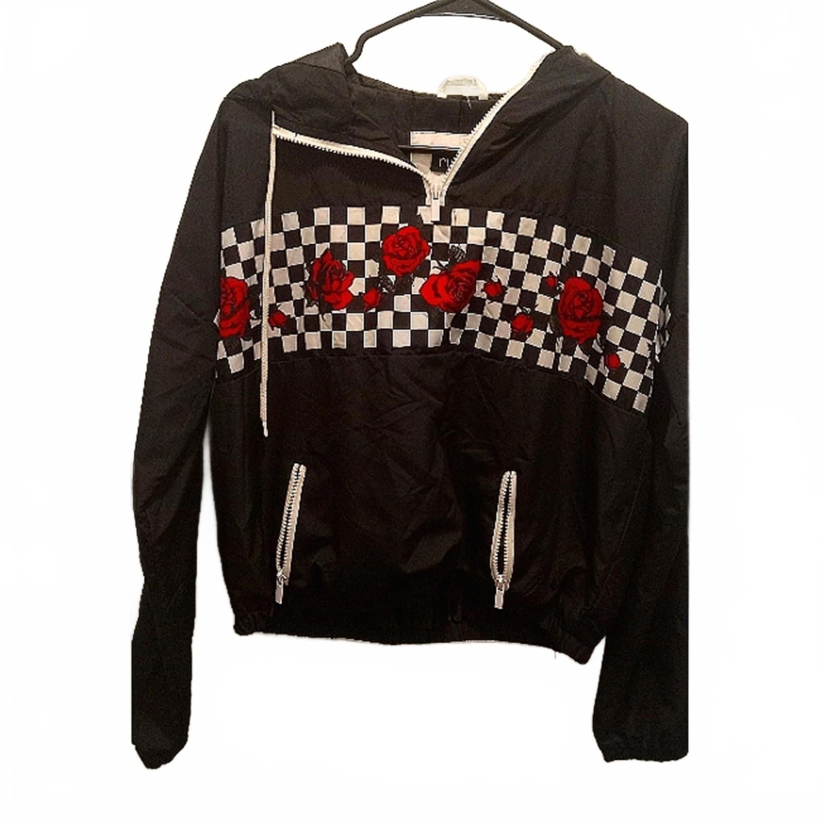 Rue21 Cropped Hooded Windbreaker Jacket with Roses