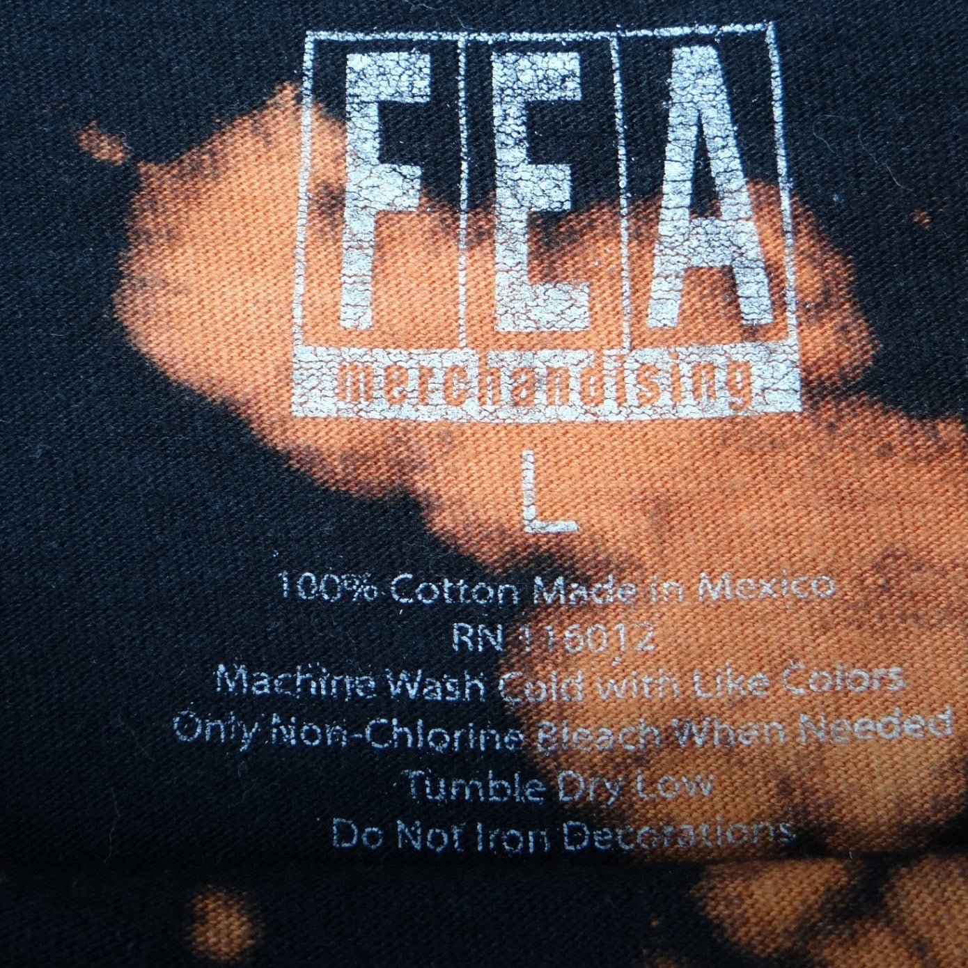 Wu Tang Forever Tie Dye Bleached Black T Shirt Mens Large FEA Merch