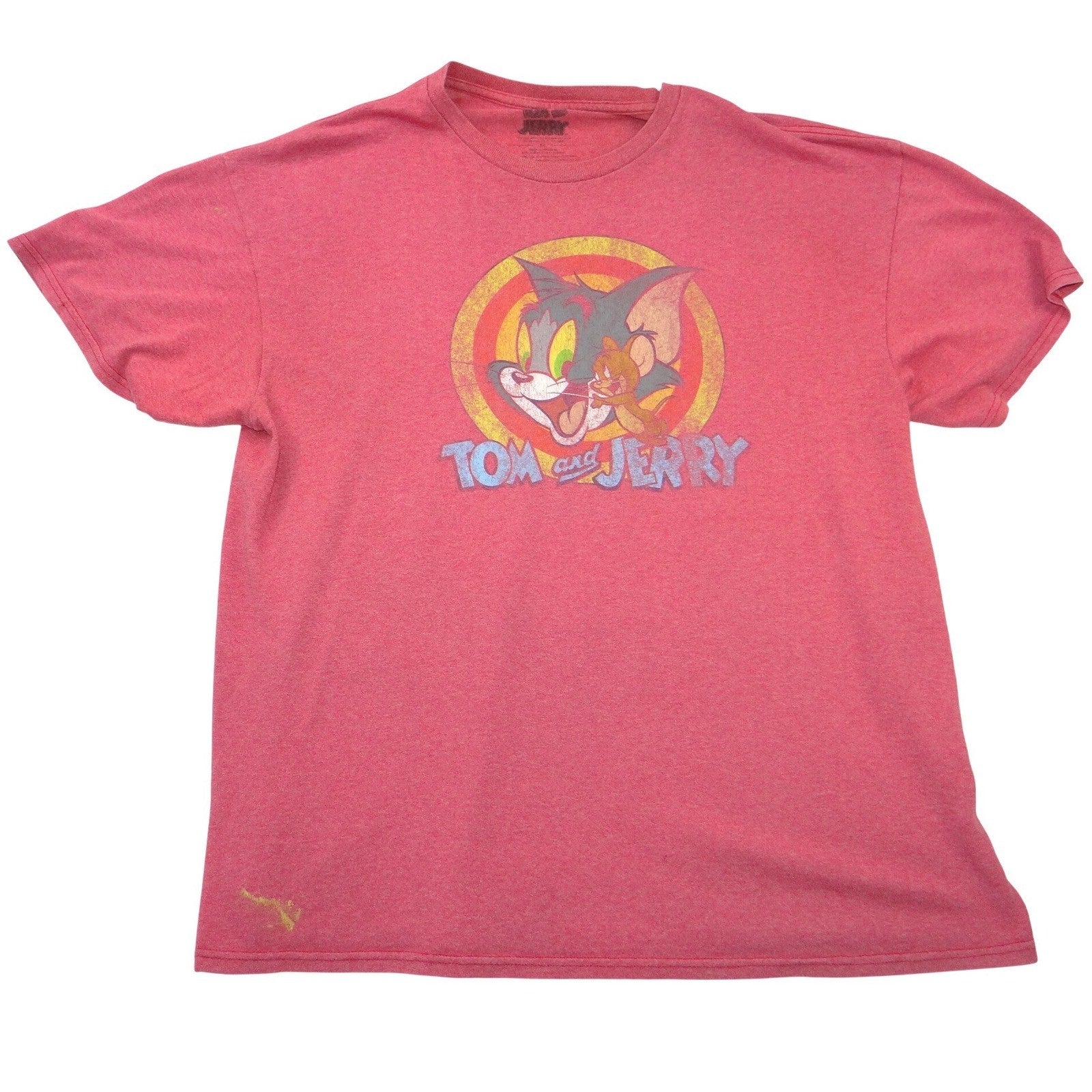 Tom and Jerry Graphic T-Shirt Mens XL Heather Red Short Sleeve Cartoon Tee