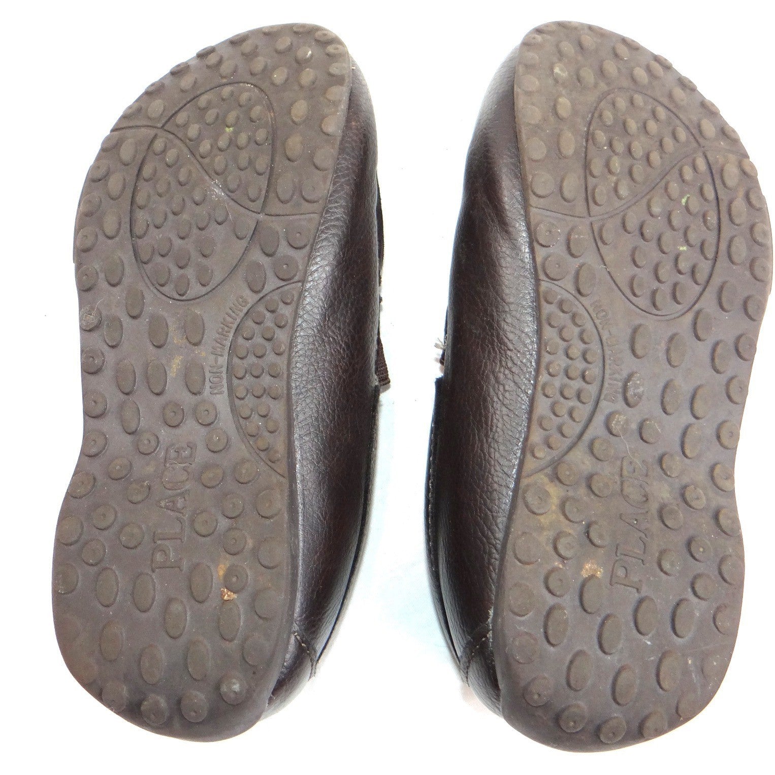 Kids Brown Faux Leather Slip On Loafer Shoes Size 13