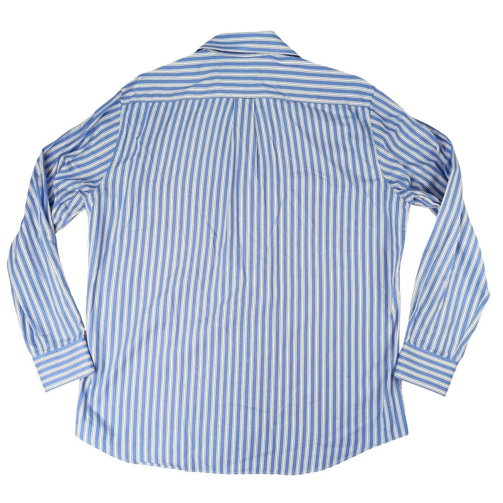 Michael Michael Kors Mens Blue Stripe Button Down Dress Shirt Size 17 34/35
