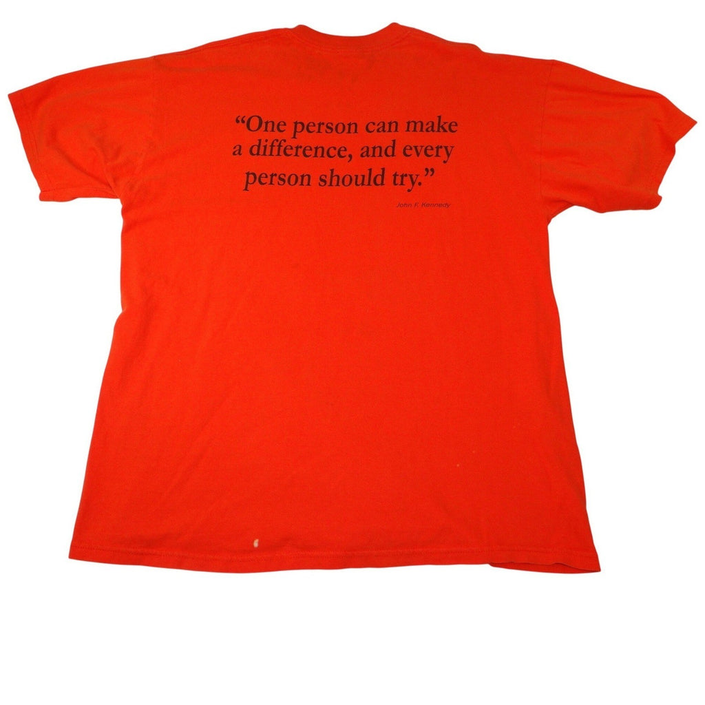 Vintage Orange T Shirt Shook Hardy & Bacon "One Person Can Make A Difference" XL