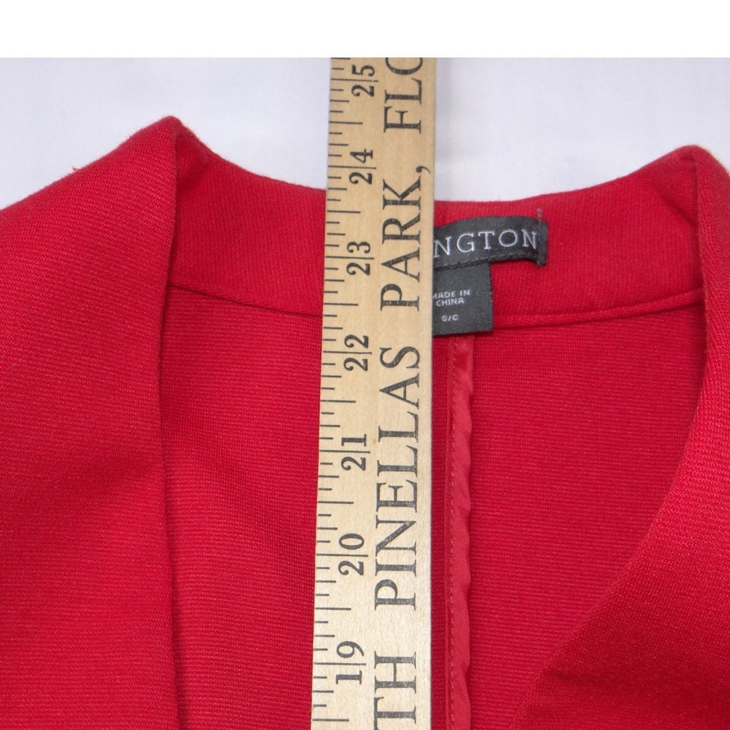 VTG Covington Womens Red Single Button Open Front Collarless Blazer Jacket Small