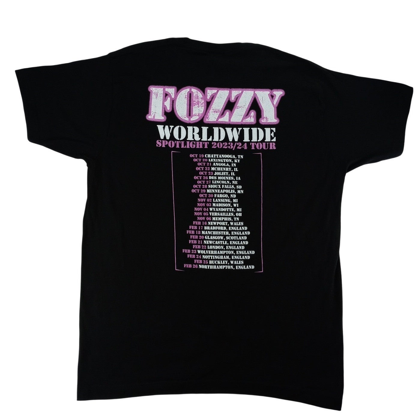 Fozzy Worldwide Spotlight 2023 2024 Tour Black T Shirt Size Large