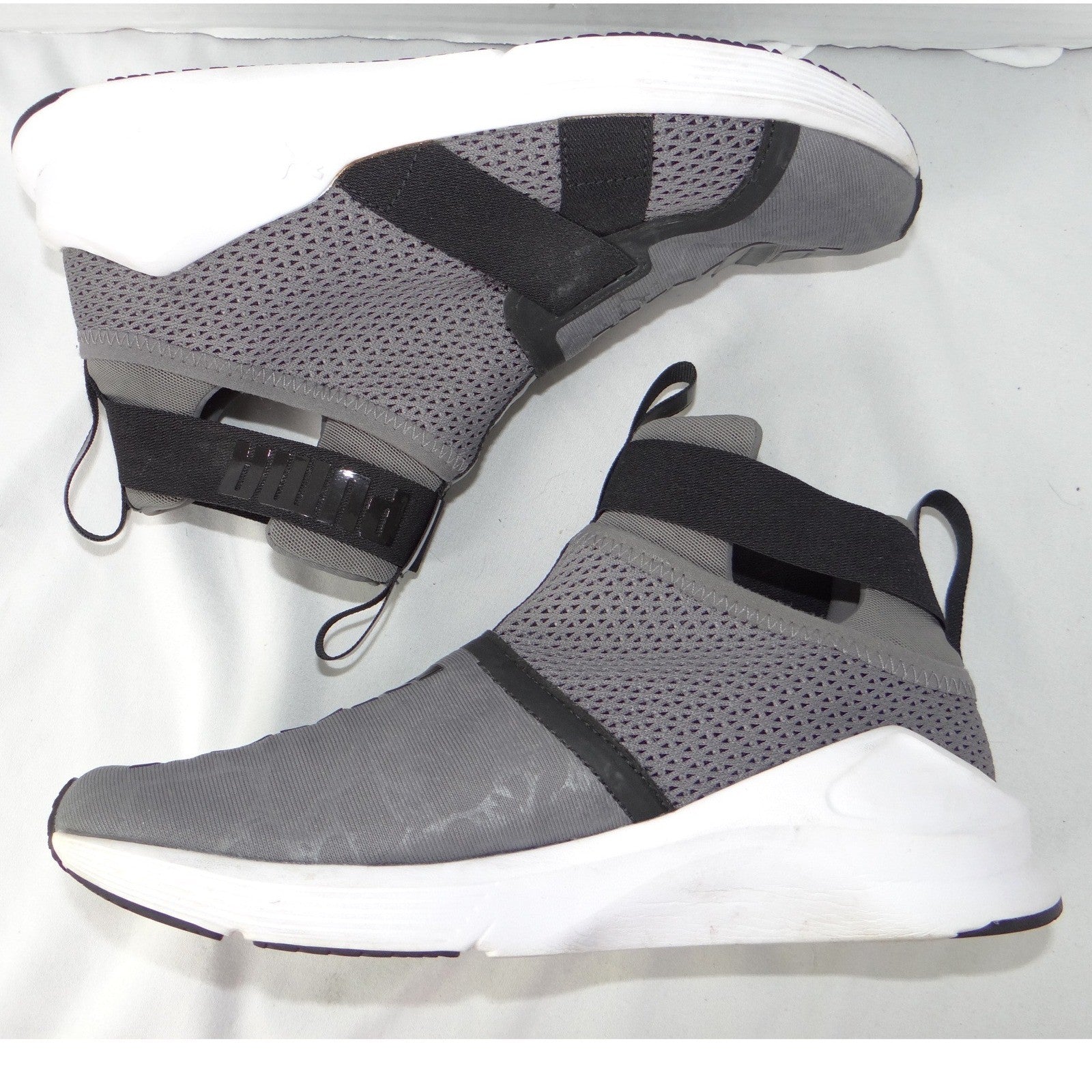 Puma Fierce Core Kids High Top Sneakers Grey Black Slip On Size 5.5Y