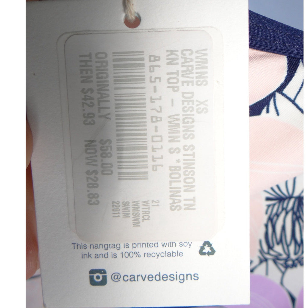 NWT-Carve Designs Stinson Tankini Top Bolinas Floral Navy Lavender Small