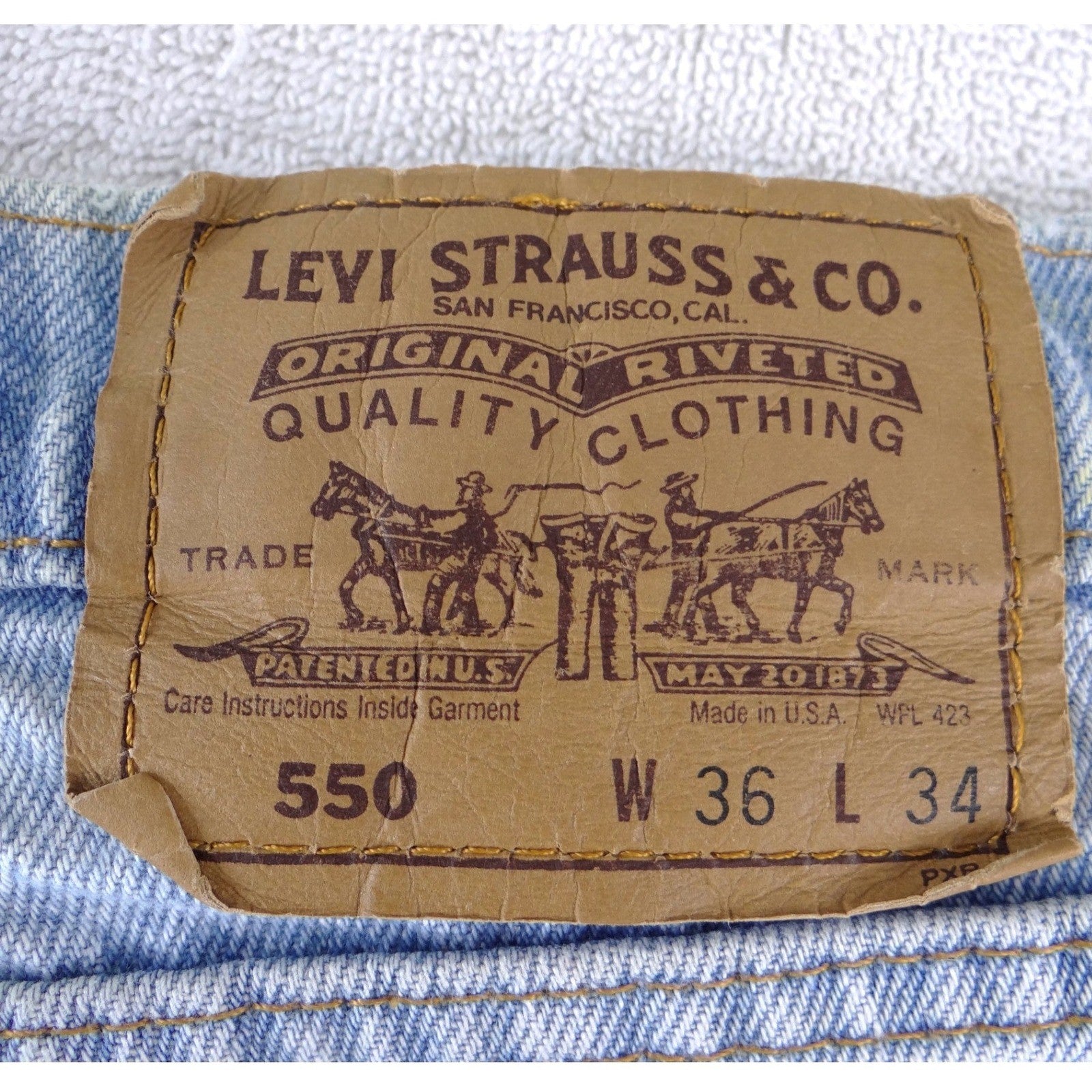Vintage Levis Orange Tag Jeans Mens 36x34 Light Wash Straight Leg Made in USA