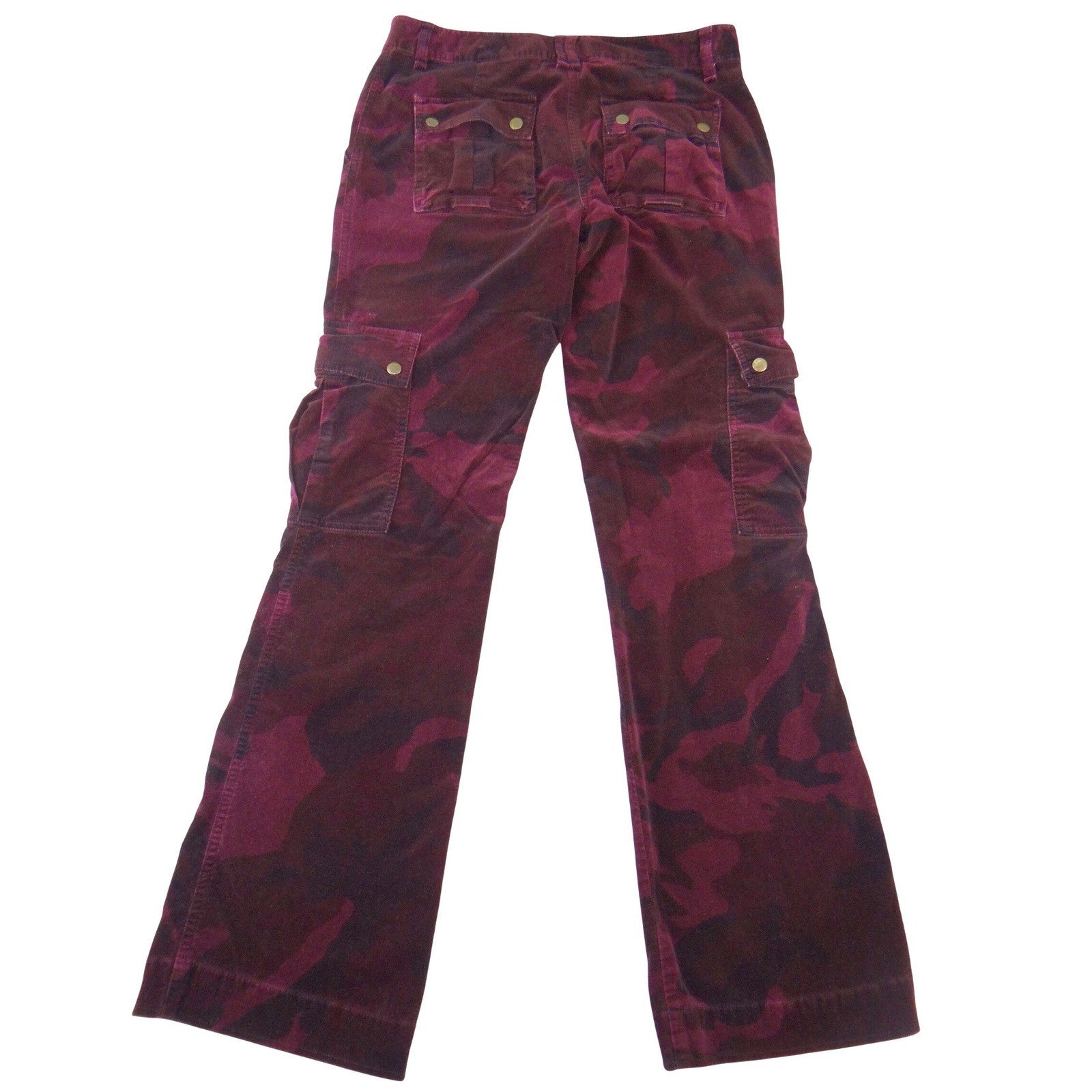 INC International Concepts Burgundy Camo Corduroy Cargo Pants Womens 8
