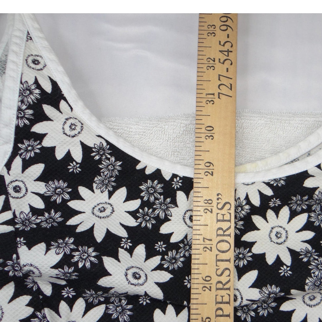 Ann Taylor Loft Womens 12P Black White Daisy Floral Canvas Sundress 2094