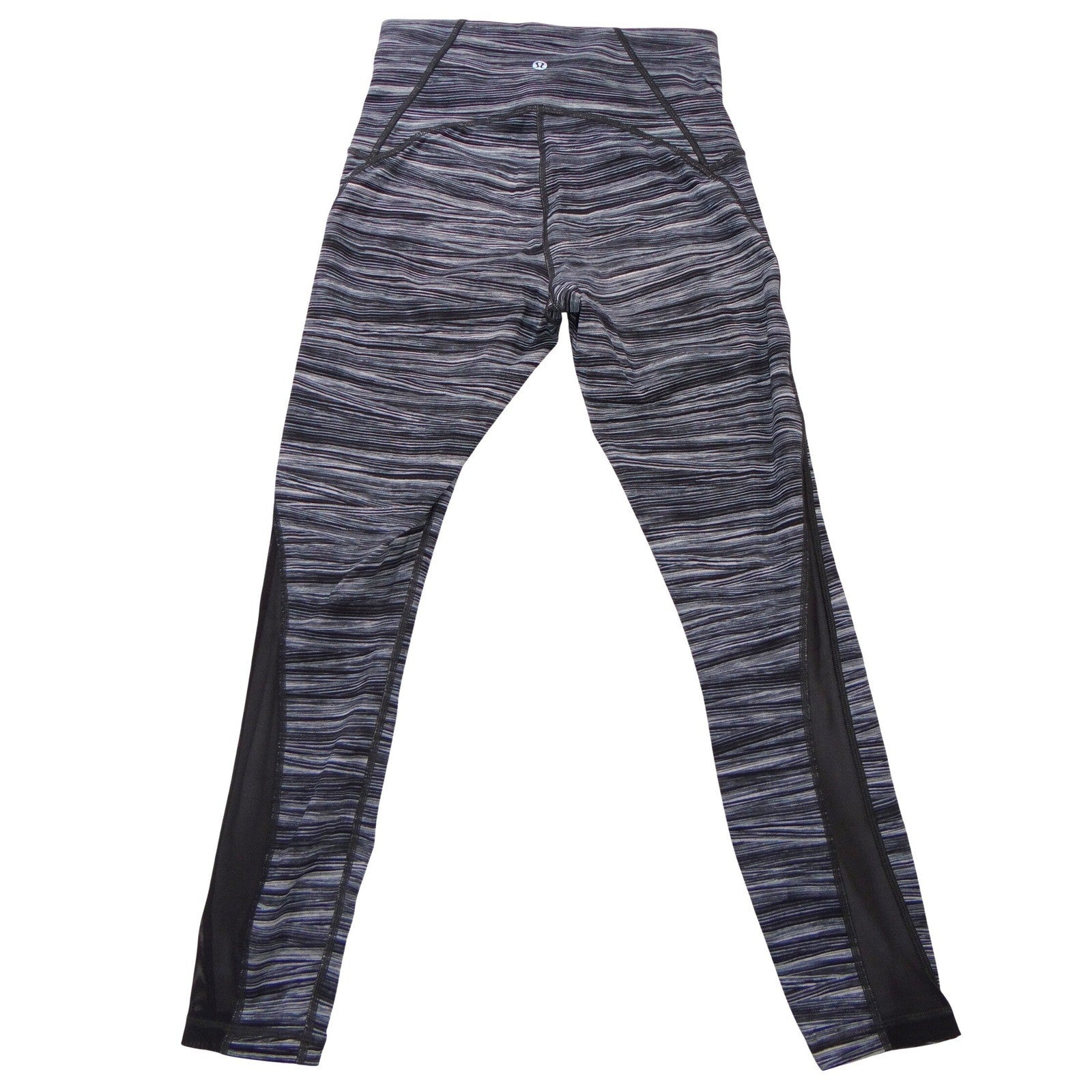 Lululemon High Rise Space Dye Mesh Panel Leggings Black Grey White Size 6