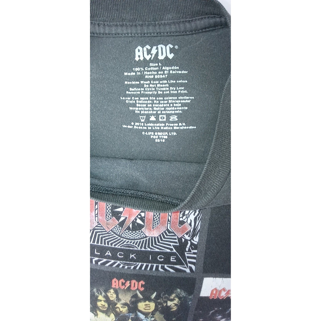 ACDC Band Graphic T Shirt Size Large Black Ice Album Tour Concert