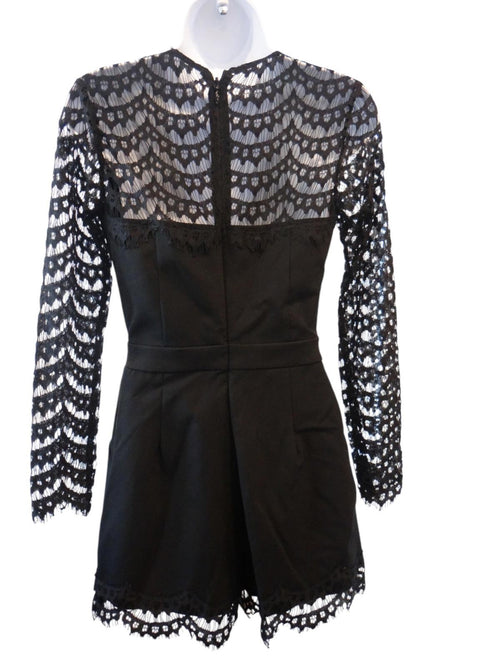 Adelyn Rae Elegant Black Lace Romper - XS