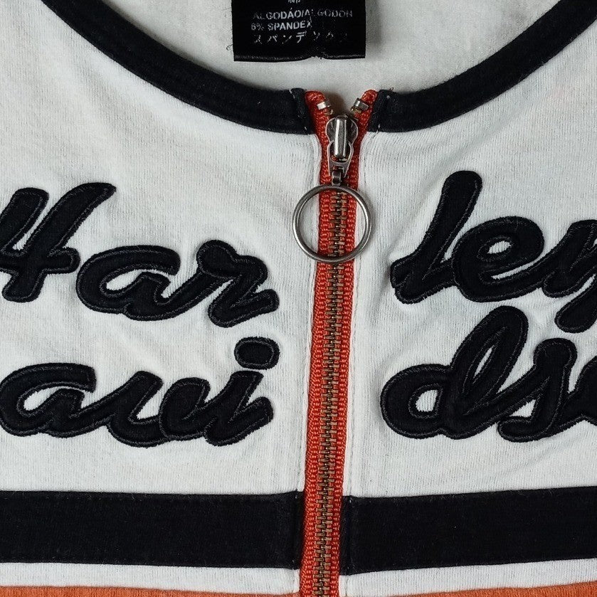 Harley Davidson Motorcycles Women's Orange White Quarter Zip Shirt