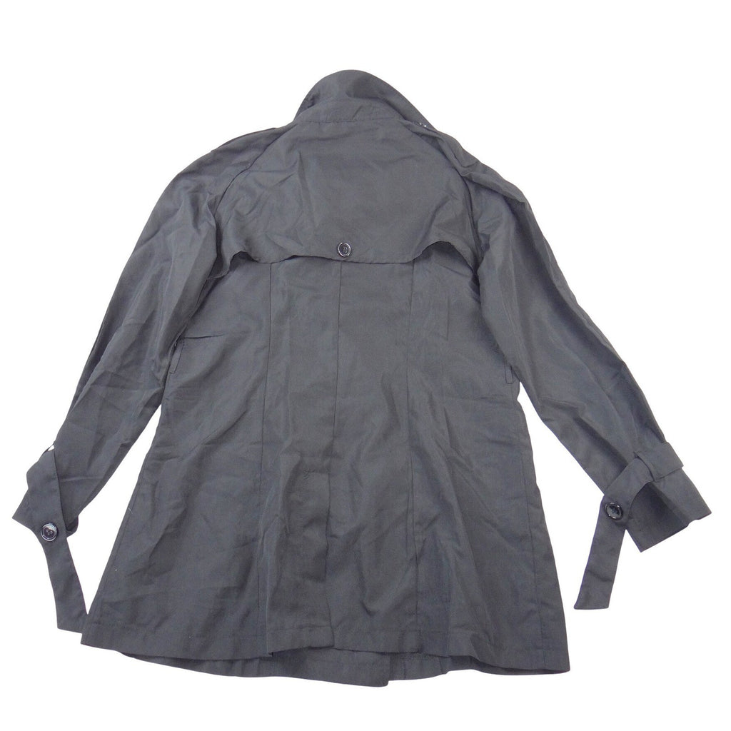 Womens Black Double Breasted Trench Coat XL Cuff Ties Mid Length Jacket