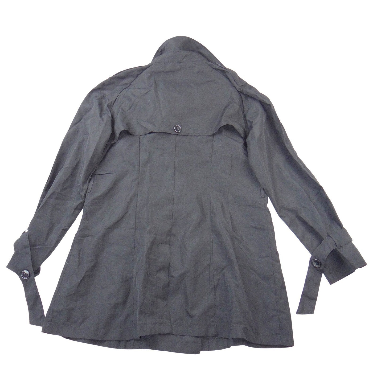 Womens Black Double Breasted Trench Coat XL Cuff Ties Mid Length Jacket
