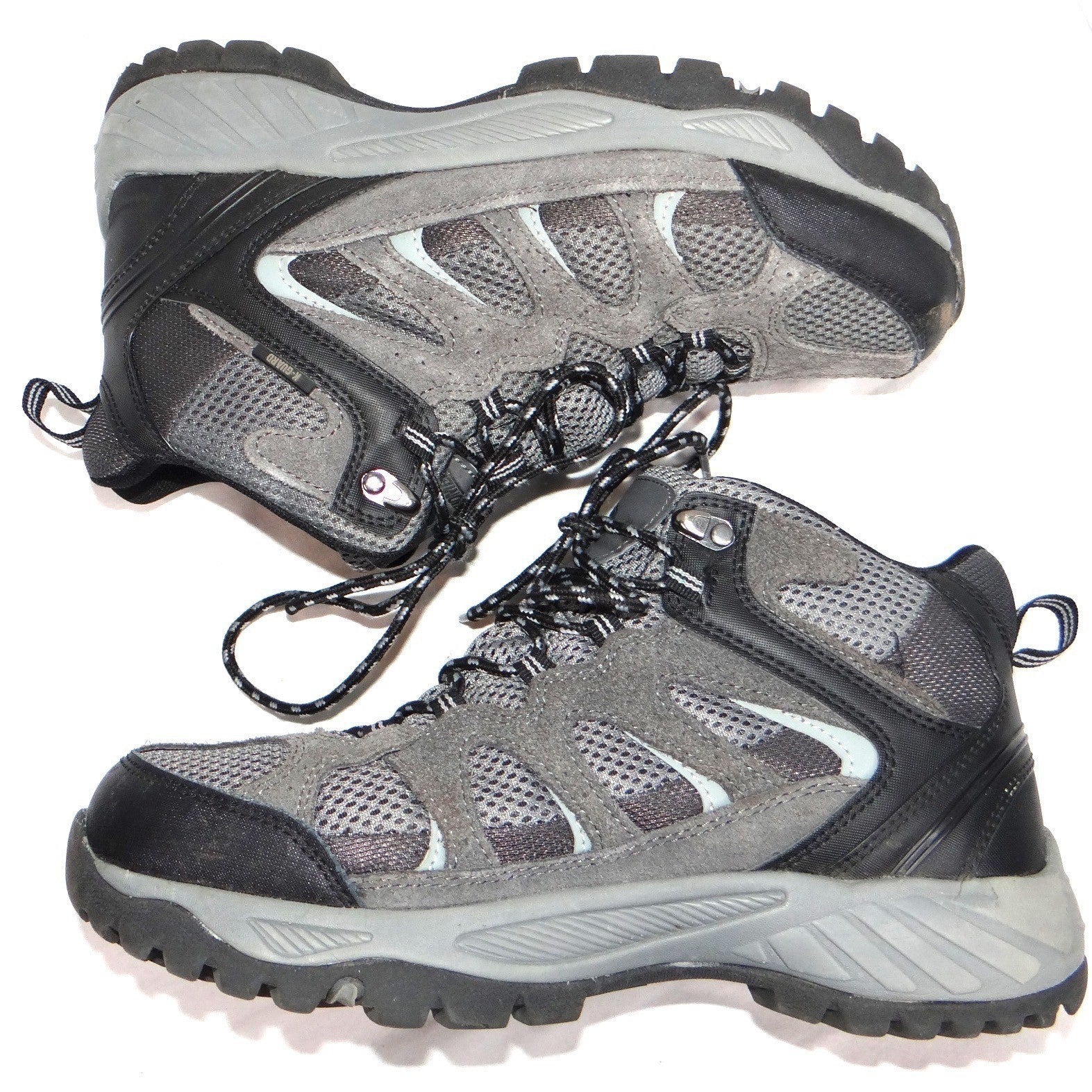 Khombu Mens Hiking Boots Gray Black Lace Up Mid Top Size 8 M
