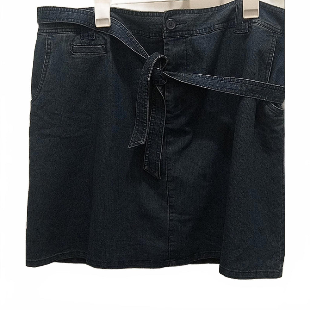 Women's Dark Blue Denim Skirt with Tie Waist