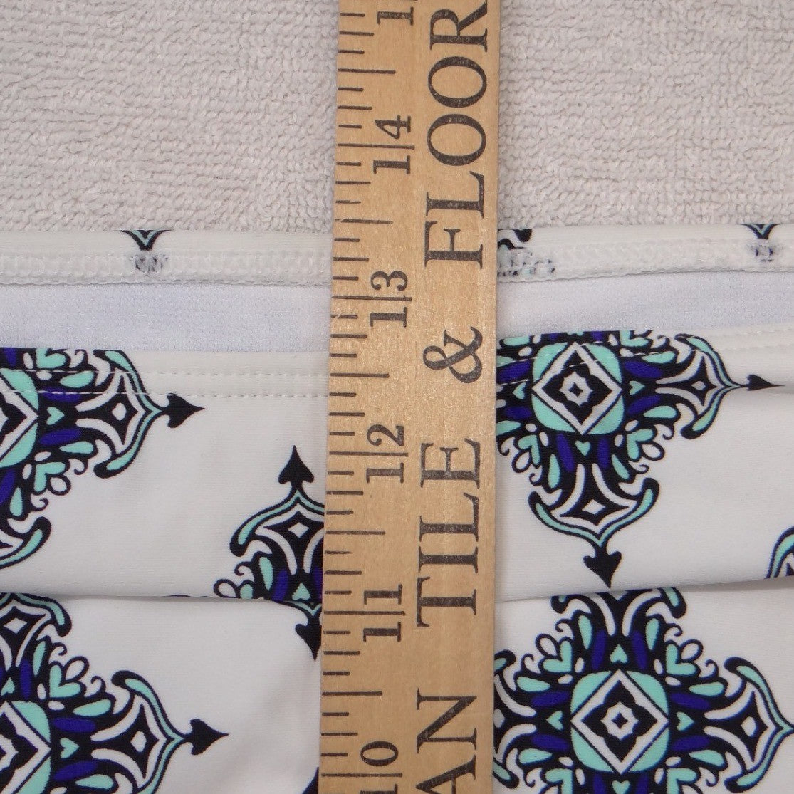 NWT-Rue Bleu by Rue21 Womens 1X High Waisted Bikini Bottoms Blue White Tiles
