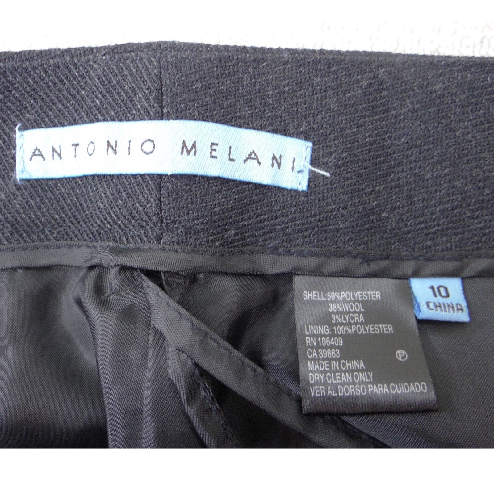 Antonio Melani Womens Charcoal Gray Wool Blend Wide Flare Dress Pants Size 10
