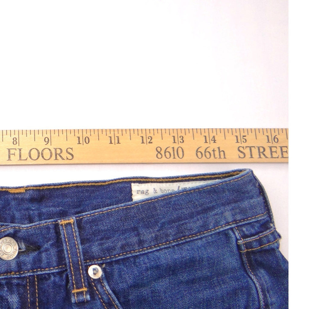 Rag & Bone JEAN Dark Wash Raw Hem Cut-Off Denim Shorts Size 28 Blue